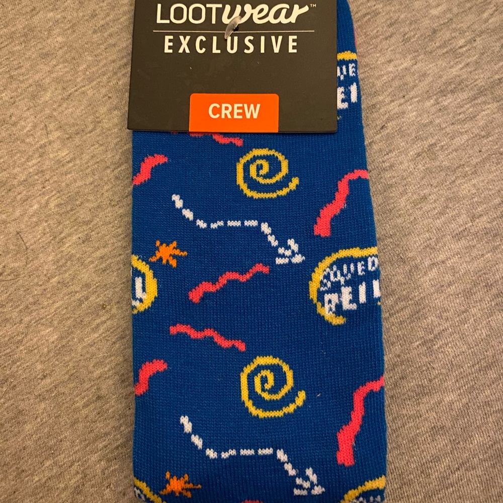 Loot Crate crew socks - βSAVED BY THE BELLβ design.